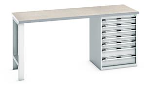 940mm High Benches Bott Bench 2000x750x940mm with LinoTop and 7 Drawer Cabinet